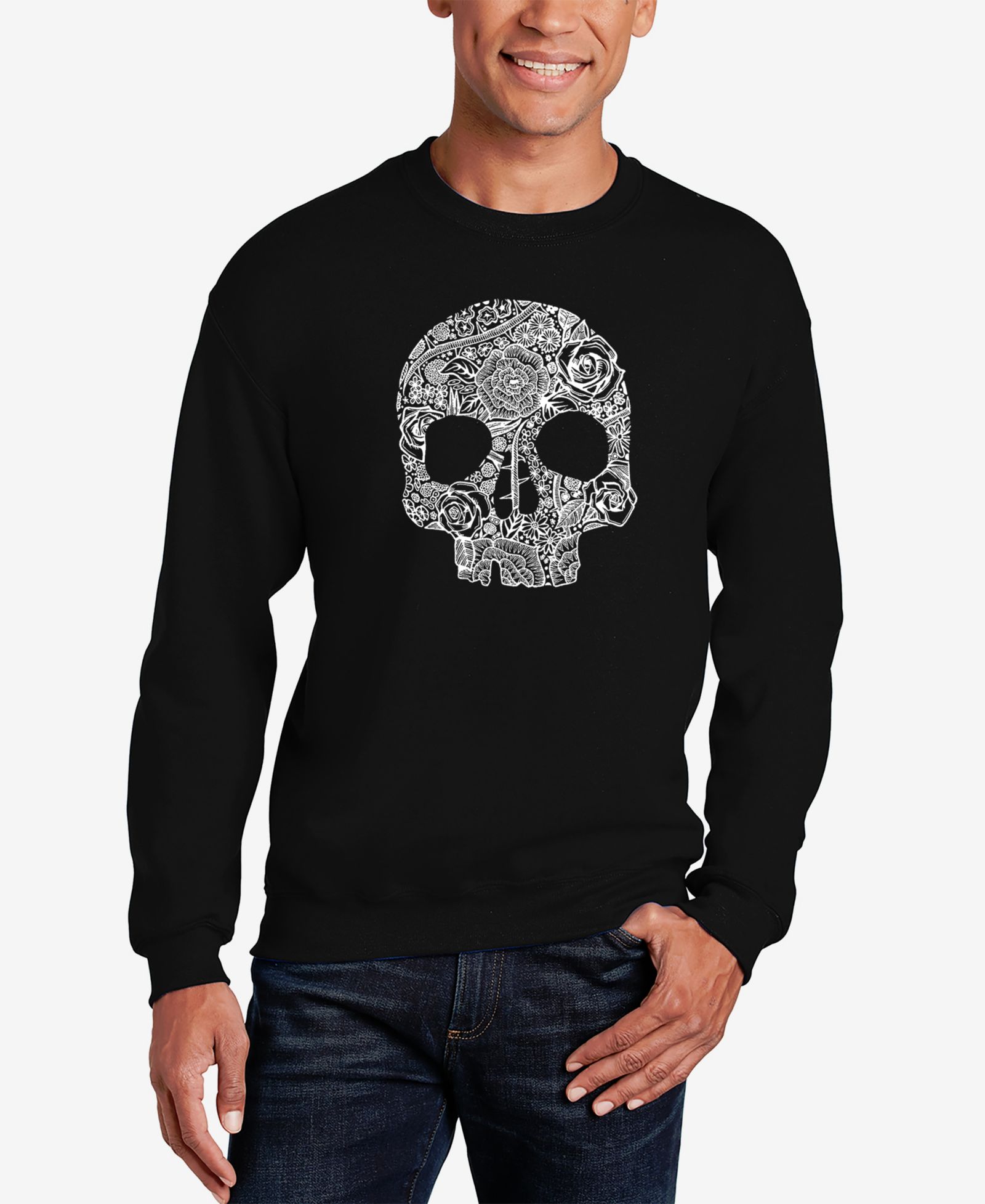 LA Pop Art Мужской свитшот с принтом Flower Skull