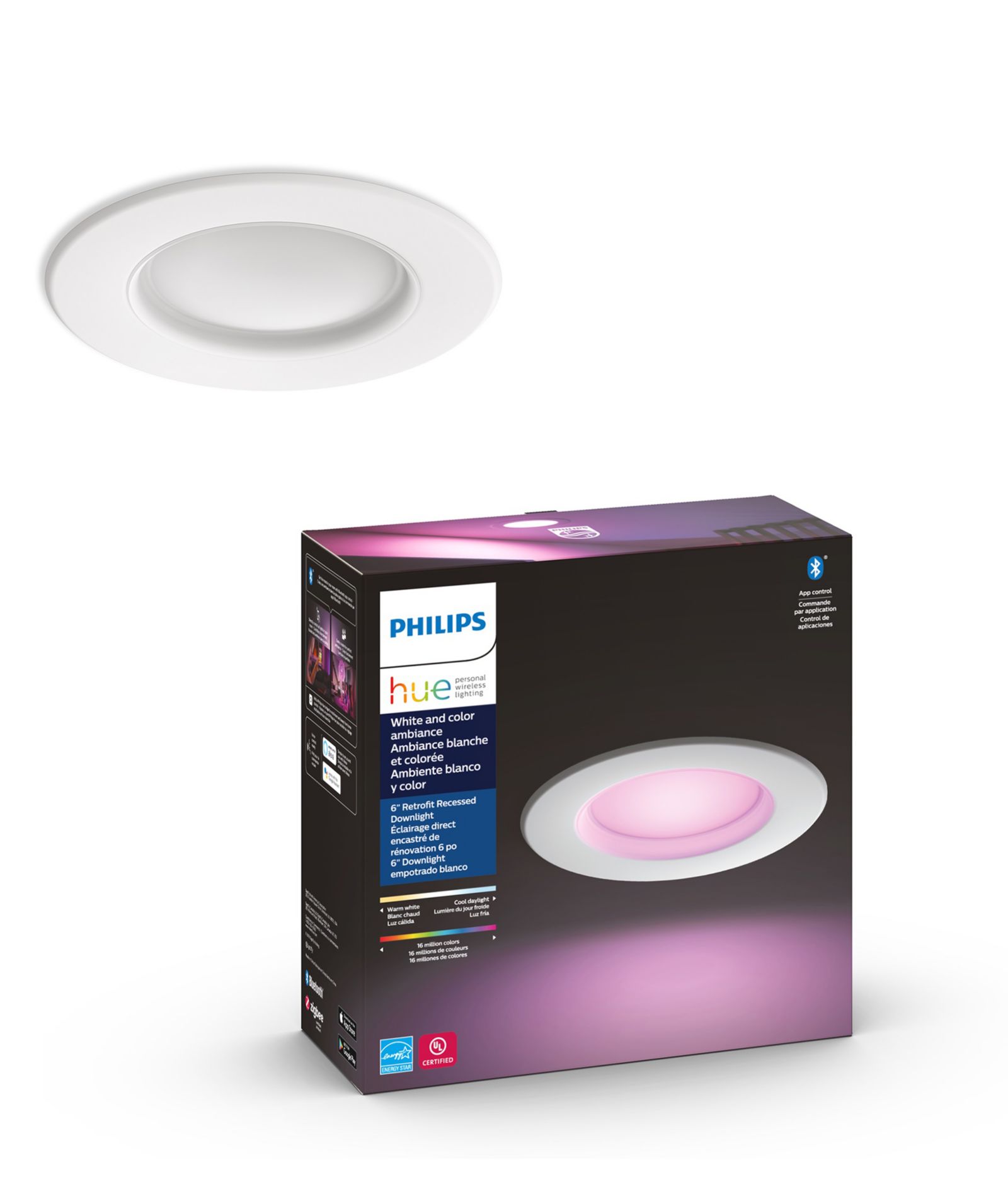 Philips Hue White and Color Ambiance Bluetooth 5/6" High Lumen Recessed Downlight