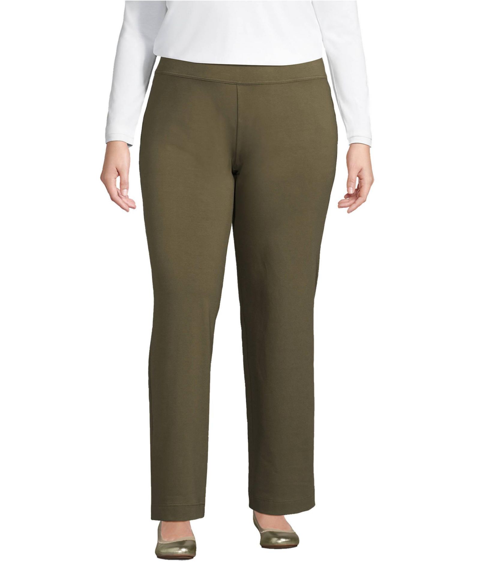 Lands' End брюки Plus Size Starfish, завышенная талия, прямые, на резинке