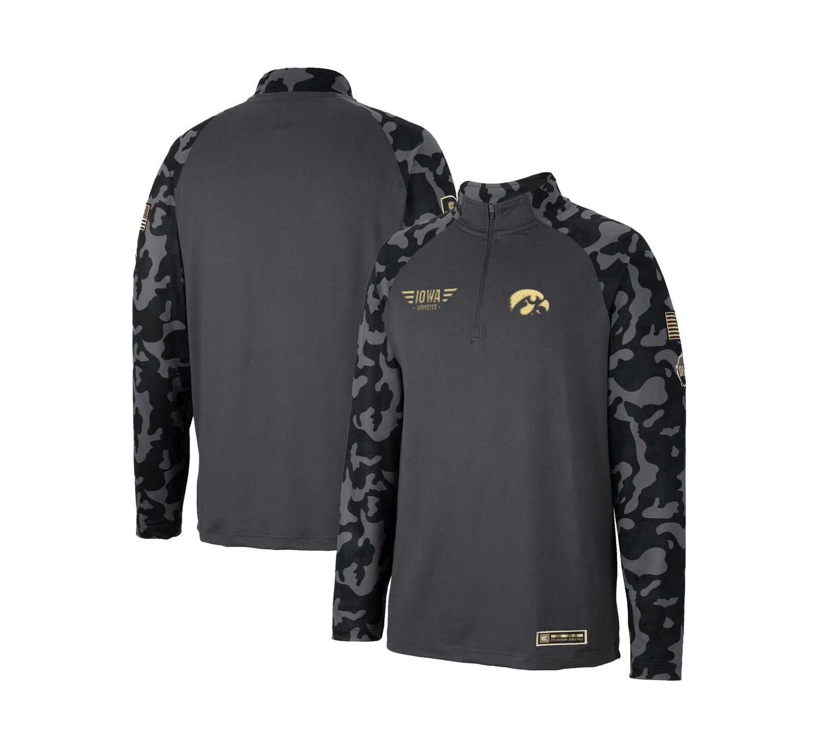 Мужская куртка Colosseum Charcoal Iowa Hawkeyes OHT Military-Inspired Appreciation Long Range Raglan Quarter-Zip