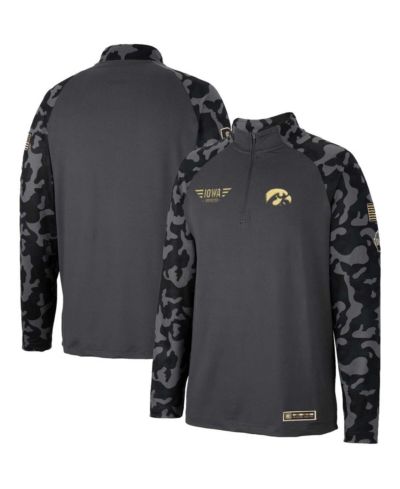 Мужская куртка Colosseum Charcoal Iowa Hawkeyes OHT Military-Inspired Appreciation Long Range Raglan Quarter-Zip
