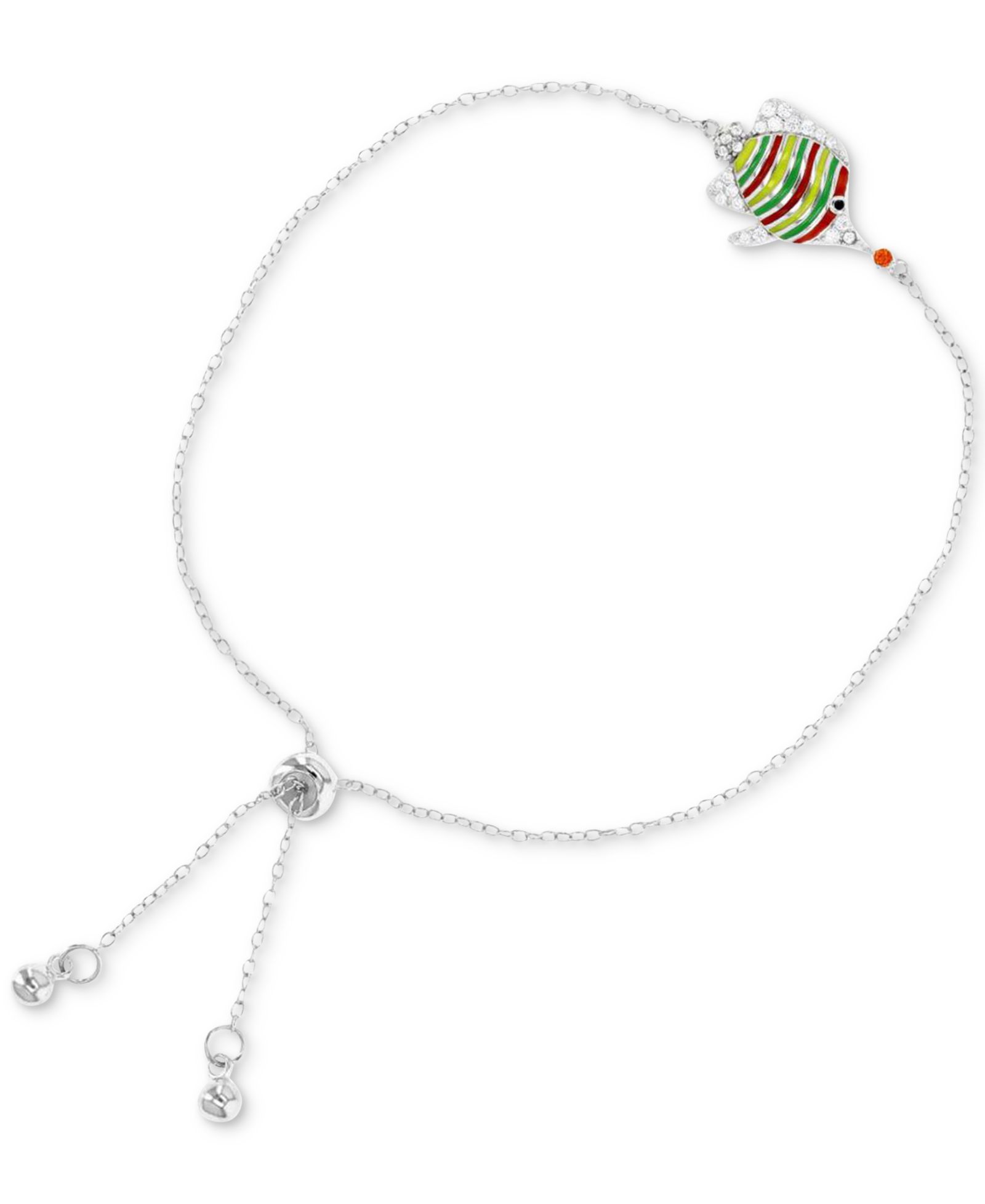 Cubic Zirconia & Multicolor Enamel Fish Bolo Bracelet