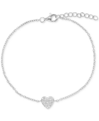 Браслет Cubic Zirconia Pavé Heart Cable Link