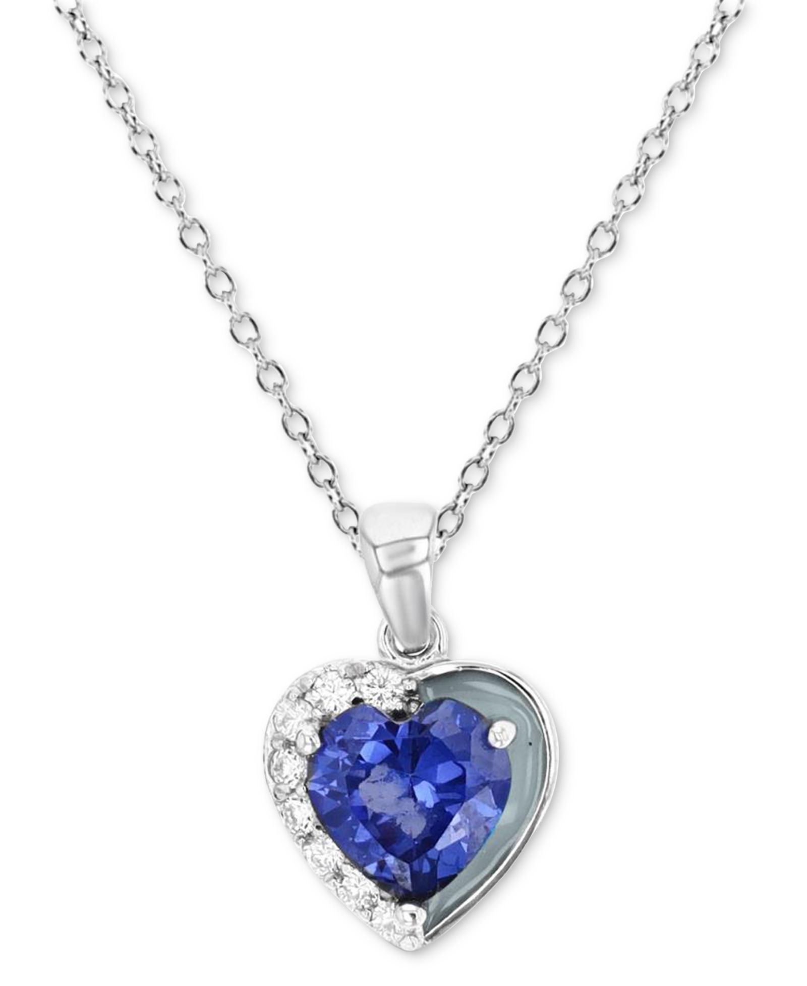Подвеска-кулон с Cubic Zirconia и серой эмалью 18" в стерлинговом серебре