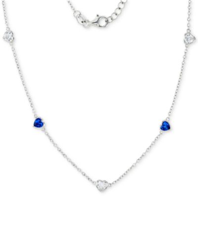Колье-чокер Cubic Zirconia Heart Station в Sterling Silver, 16" + 2" extender