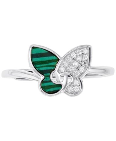 Кольцо Macy’s Butterfly Adjustable Malachite Cubic Zirconia в Sterling Silver