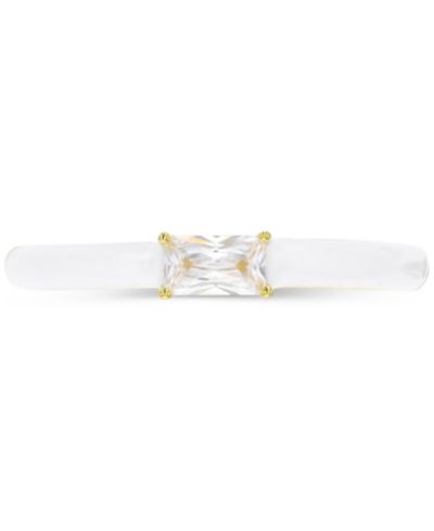 Cubic Zirconia & Enamel Stack Band in 14k Gold-Plated Sterling Silver