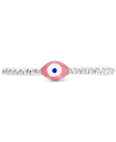 Кольцо с эмалью Evil Eye Hand-Painted Beaded в Sterling Silver