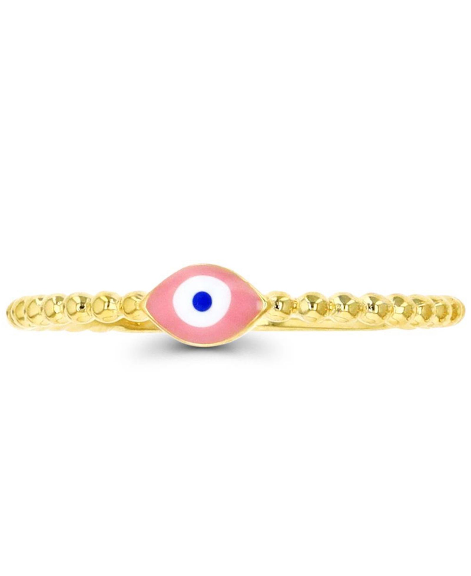 Macy’s Enamel Evil Eye Beaded Ring in 14K Yellow Gold Over Sterling Silver