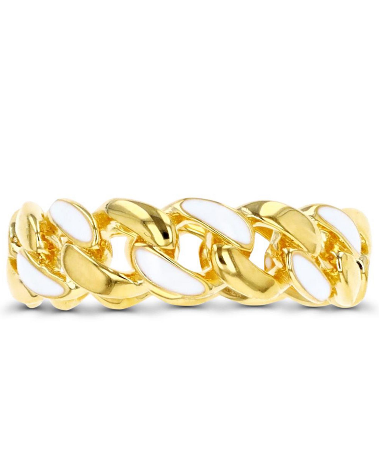 Macy’s Enamel Cuban Link Eternity Band Ring 14K Yellow Gold Over Sterling Silver