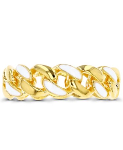 Macy’s Enamel Cuban Link Eternity Band Ring 14K Yellow Gold Over Sterling Silver
