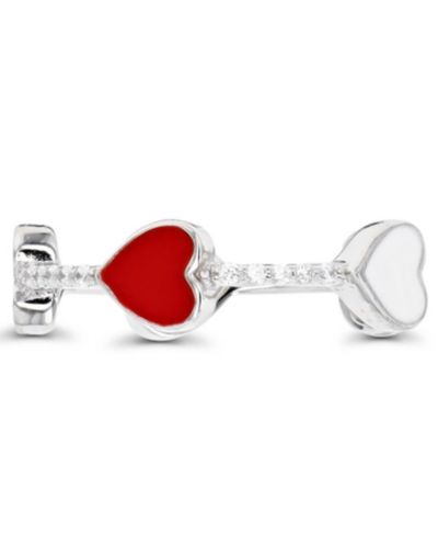 Кольцо Macy's Cubic Zirconia и эмаль в серебряном цвете