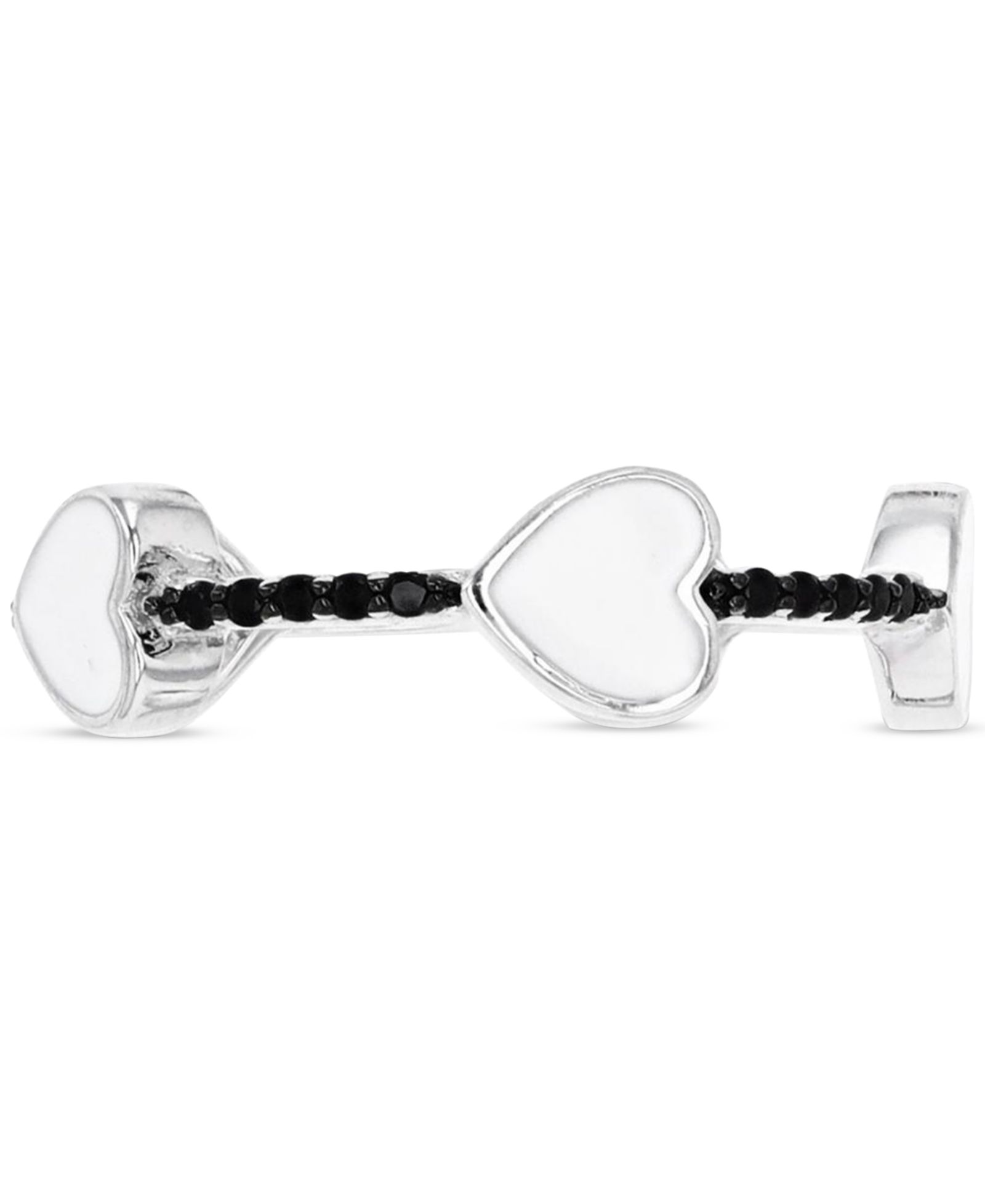 Cubic Zirconia & Red & White Enamel Heart Ring in Sterling Silver (Also in Black Spinel)