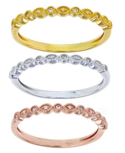 Кольцо Trio Stackable из белого сапфира (0.135 ct. t.w.) с напылением 14K желтого золота на стерлинговом серебре