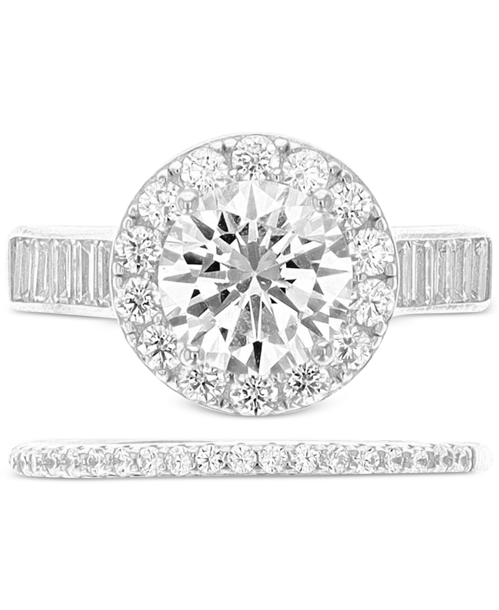 2-Pc. Set Cubic Zirconia Halo Ring & Band