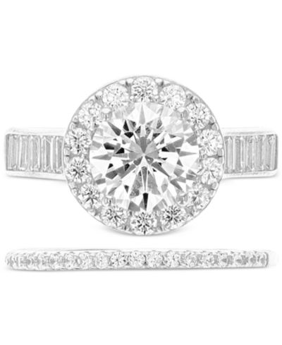 Набор из 2 колец Cubic Zirconia Halo Ring & Band