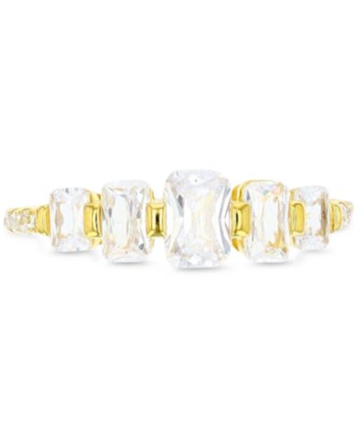 Cubic Zirconia Graduated Statement Ring in 14k Gold-Plated Sterling Silver