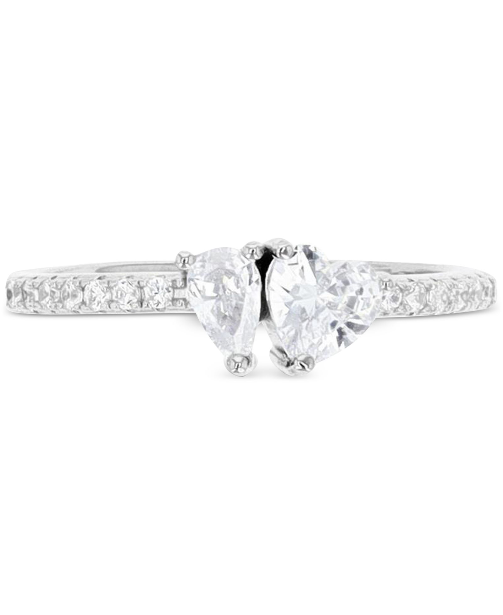 Cubic Zirconia Heart & Pear Two-Stone Ring