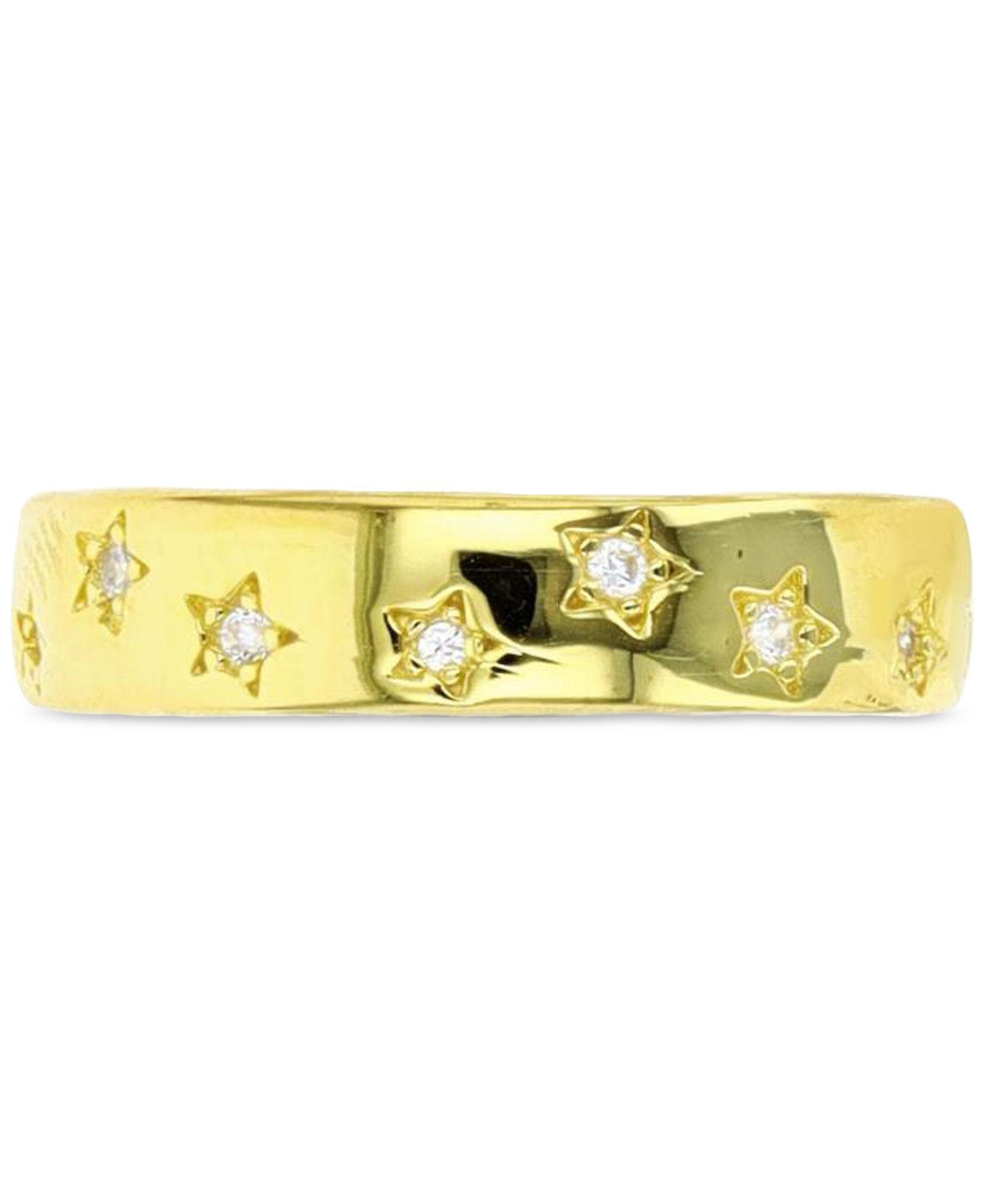 Кольцо с кубическим цирконием Star Band (0.174 ct. t.w.) в 14K желтом золоте поверх стерлингового серебра