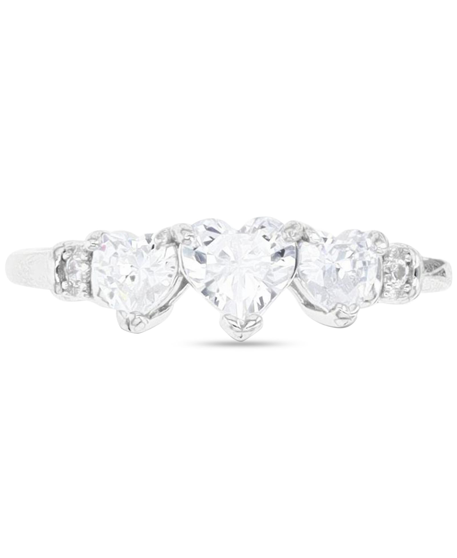 Cubic Zirconia Triple Heart Ring in Sterling Silver