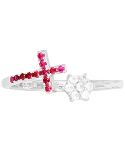 Кольцо с Cubic Zirconia в форме креста и кластера