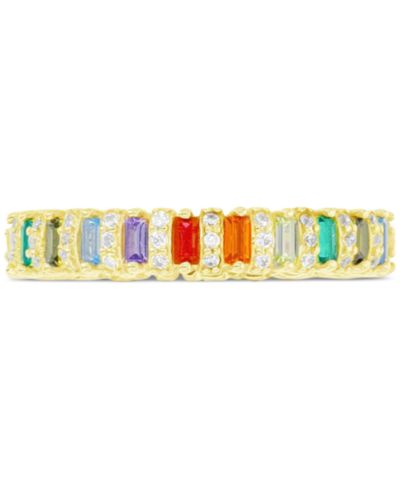 Macy's Cubic Zirconia, Ruby, Created Spinel, & Morganite Nano, Rainbow Eternity in 14K Yellow Gold Over Sterling Silver