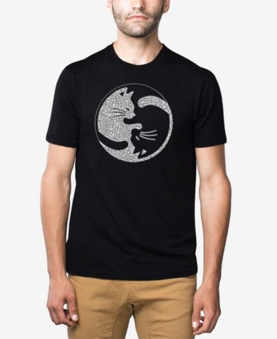 Мужская футболка LA Pop Art Word Art Yin Yang Cat Cotton/Poly Blend