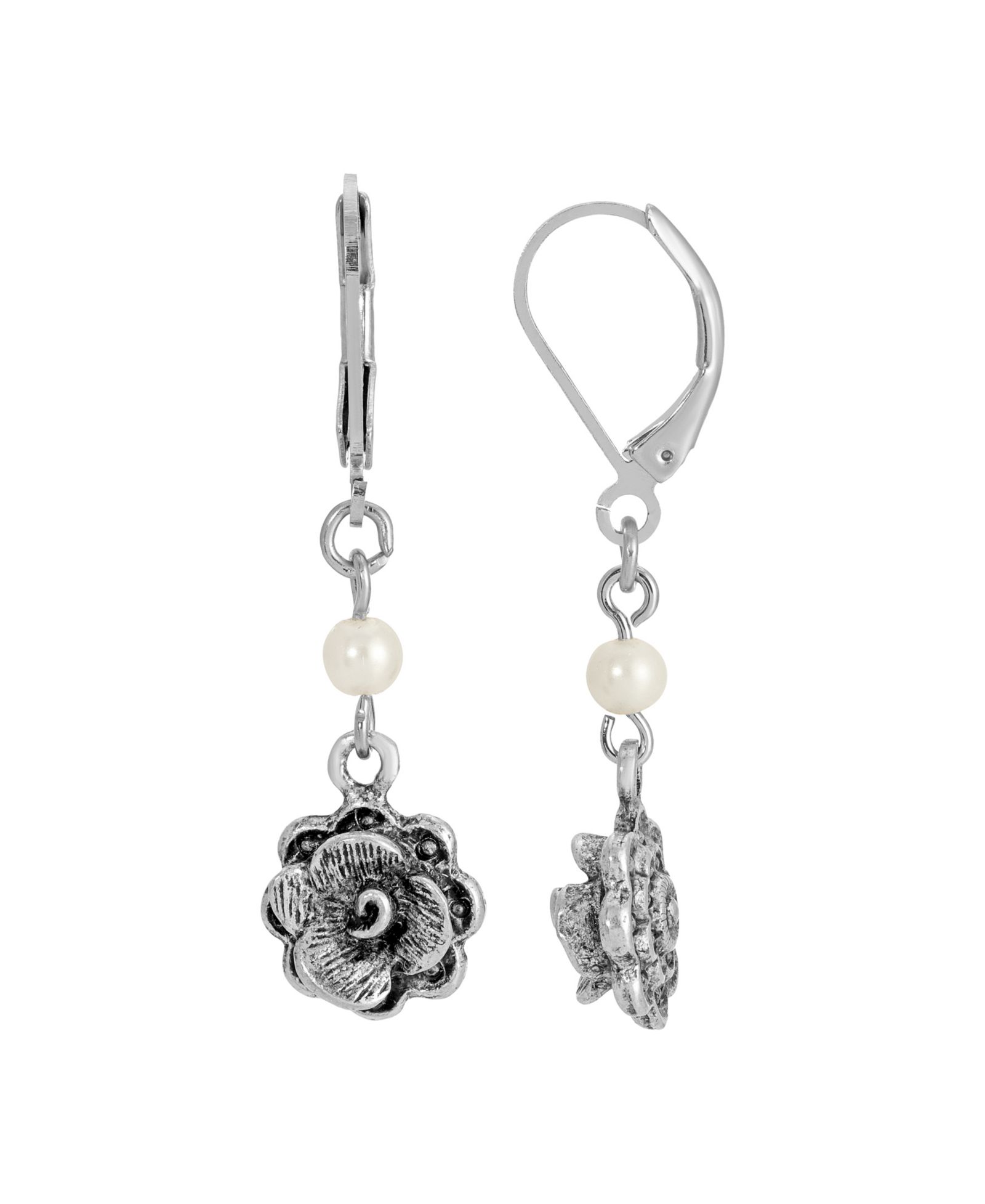 2028 Imitation Pearl Flower Drop Earrings