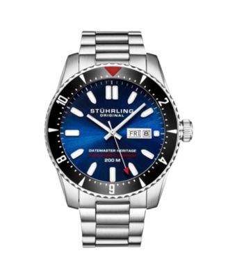 Stuhrling Мужские часы Aquadiver 44mm, стальной браслет, водостойкость 200M