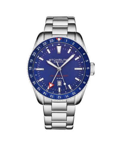Stuhrling Men's Aquadiver Silver-tone Stainless Steel , Blue Dial , 49mm Round Watch