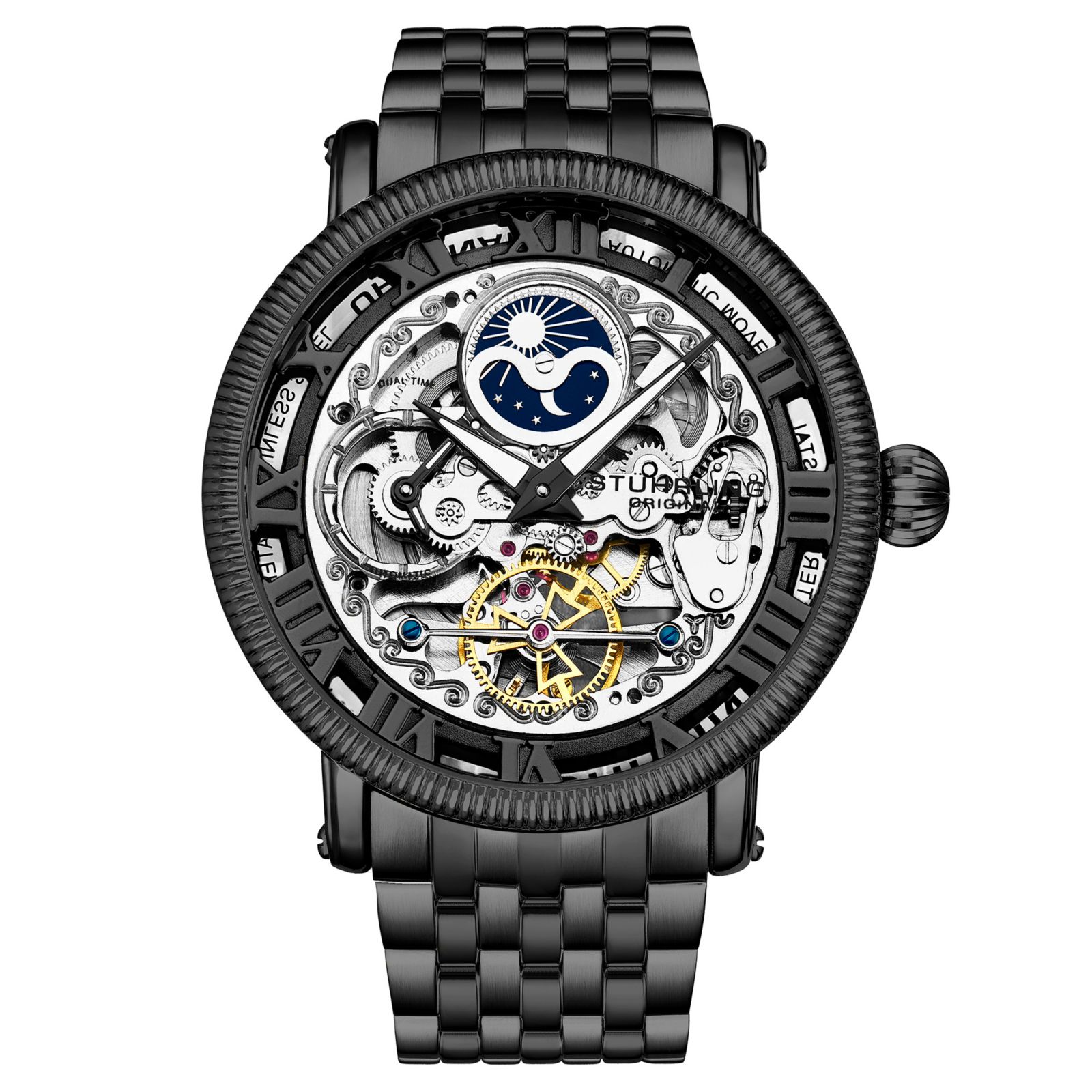 Men's Automatic Black Case, Black Dial, Black Hands, Black Bracelet Watch