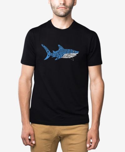 LA Pop Art Men's Cotton/Poly Blend Word Art Short Sleeve T-shirt - Daddy Shark