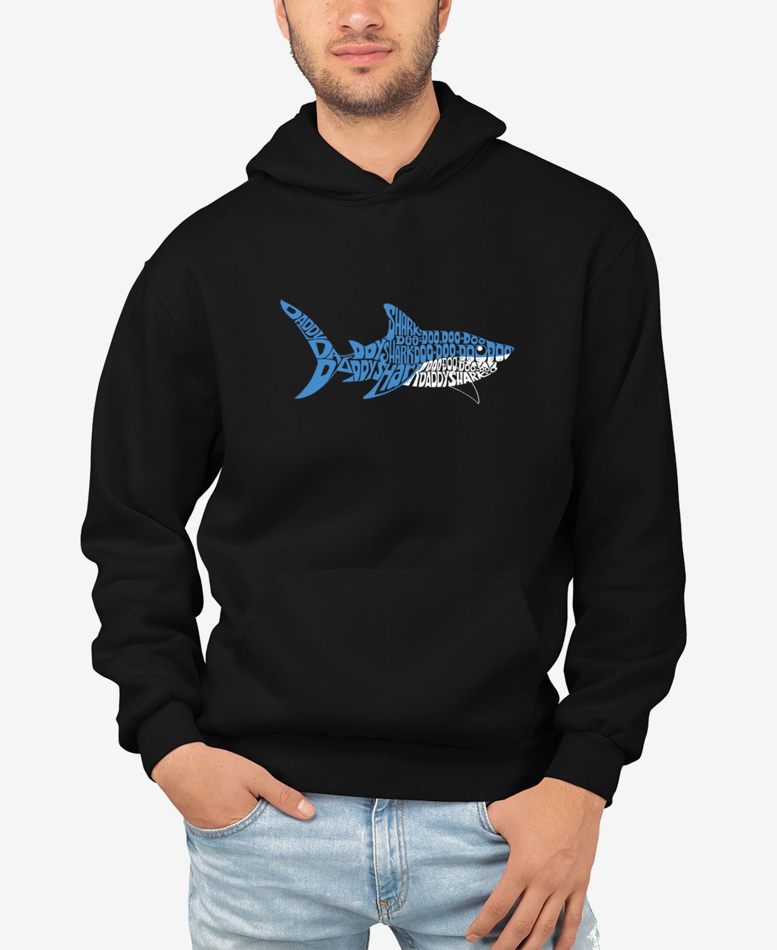 LA Pop Art Мужское худи с капюшоном Word Art Daddy Shark