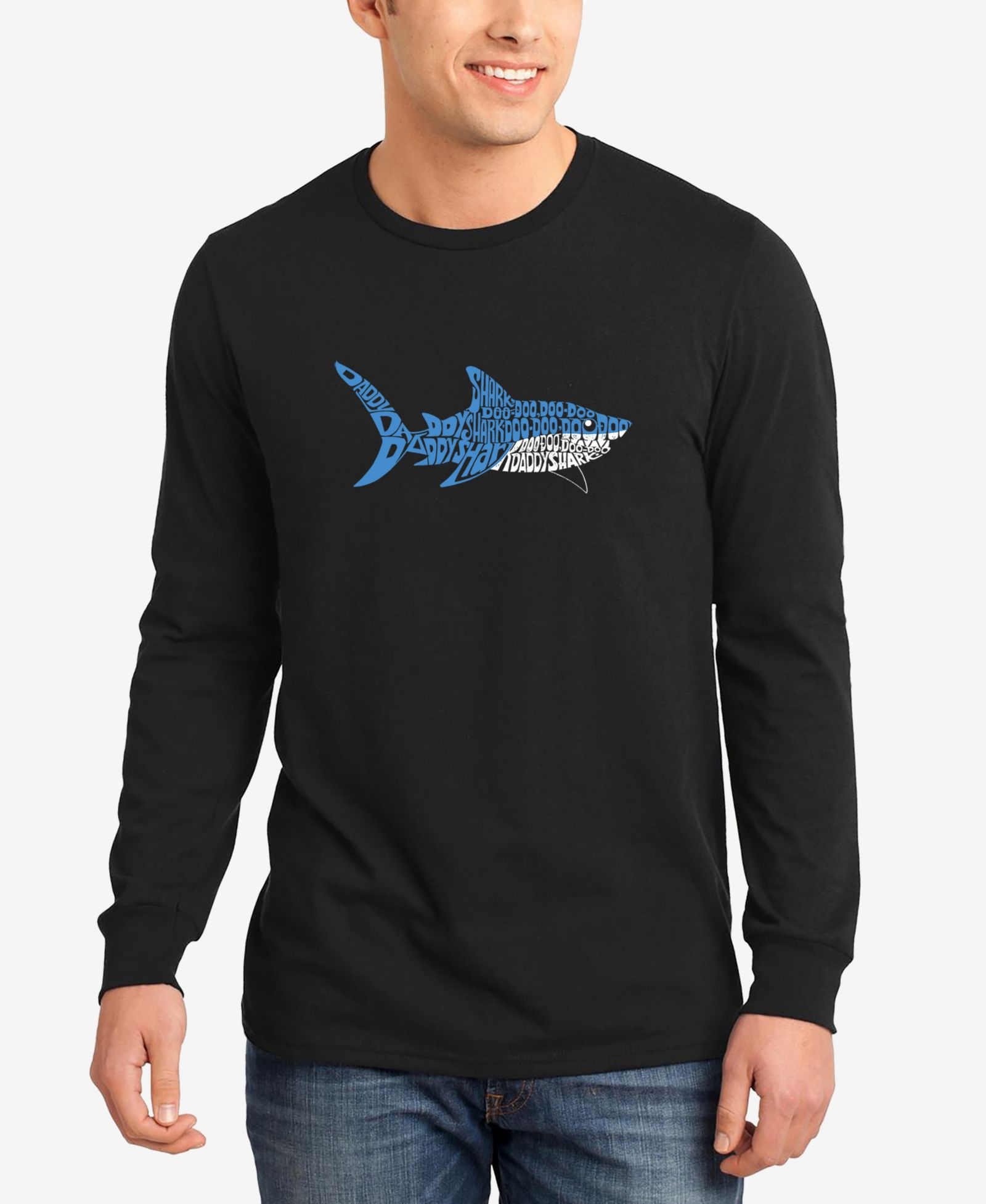Мужская футболка LA Pop Art Daddy Shark Word Art с длинным рукавом