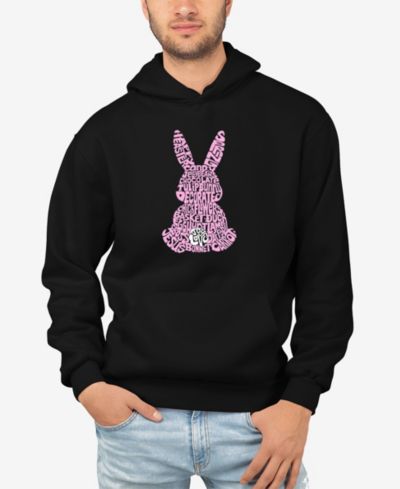 LA Pop Art Men's Easter Bunny Word Art Long Sleeve Hooded Sweatshirt