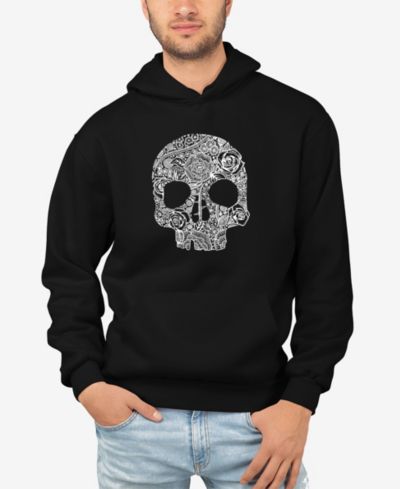 Мужское худи LA Pop Art Flower Skull Word Art с длинным рукавом
