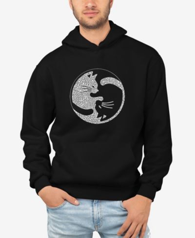 LA Pop Art Мужское худи с длинным рукавом Yin Yang Cat Word Art