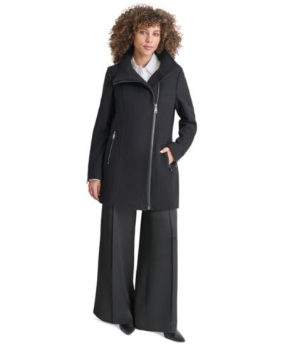 DKNY Women's Asymmetrical Zip Coat