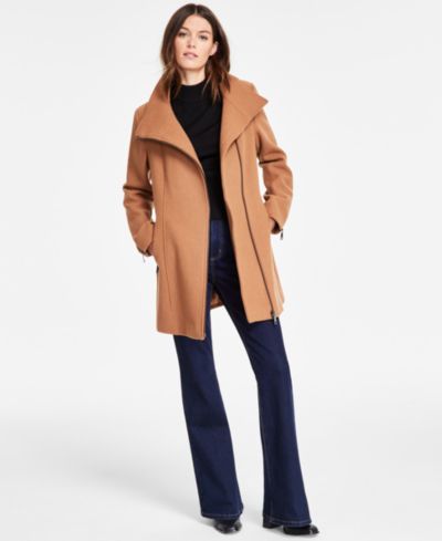 Женское асимметричное пальто DKNY на молнии