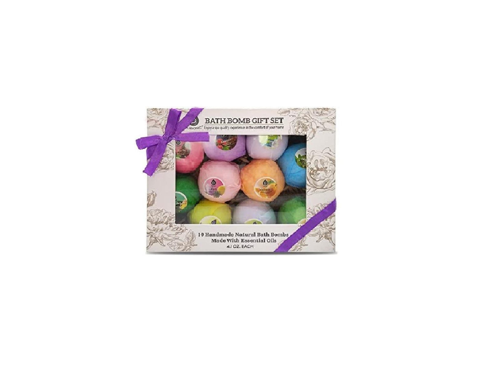Pursonic Bath Bombs Gift Set- Handmade, Natural and Organic Ingredients, 10 Count