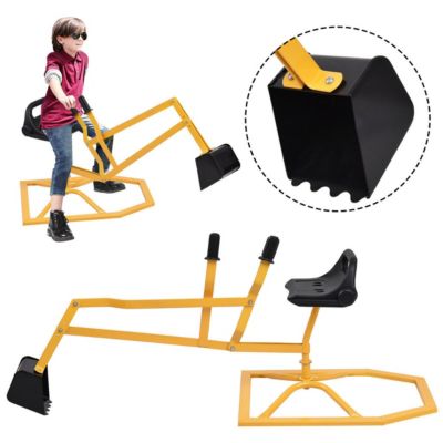 Costway Heavy-Duty Steel 360-Degree Rotatable Seat Ride-On Sand Excavator, Ages 4+