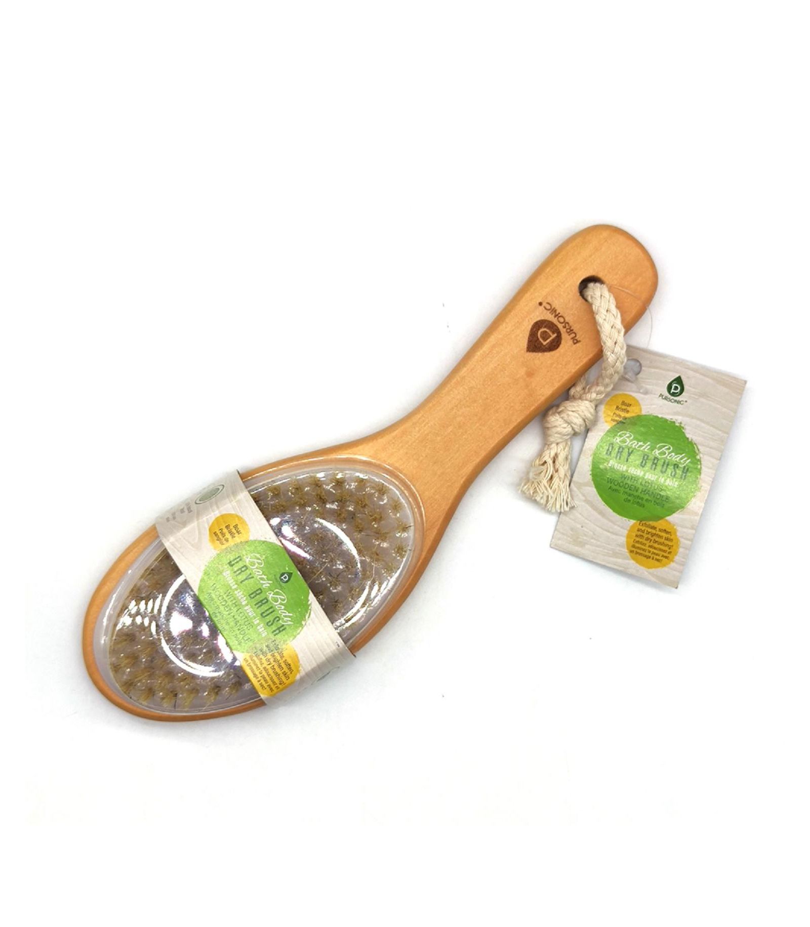 Pursonic Bath Body Brush with Lotus Wooden Handle