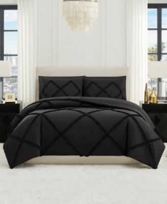 Juicy Couture Diamond Ruffle 3 Piece Reversible Comforter Set, Full/Queen