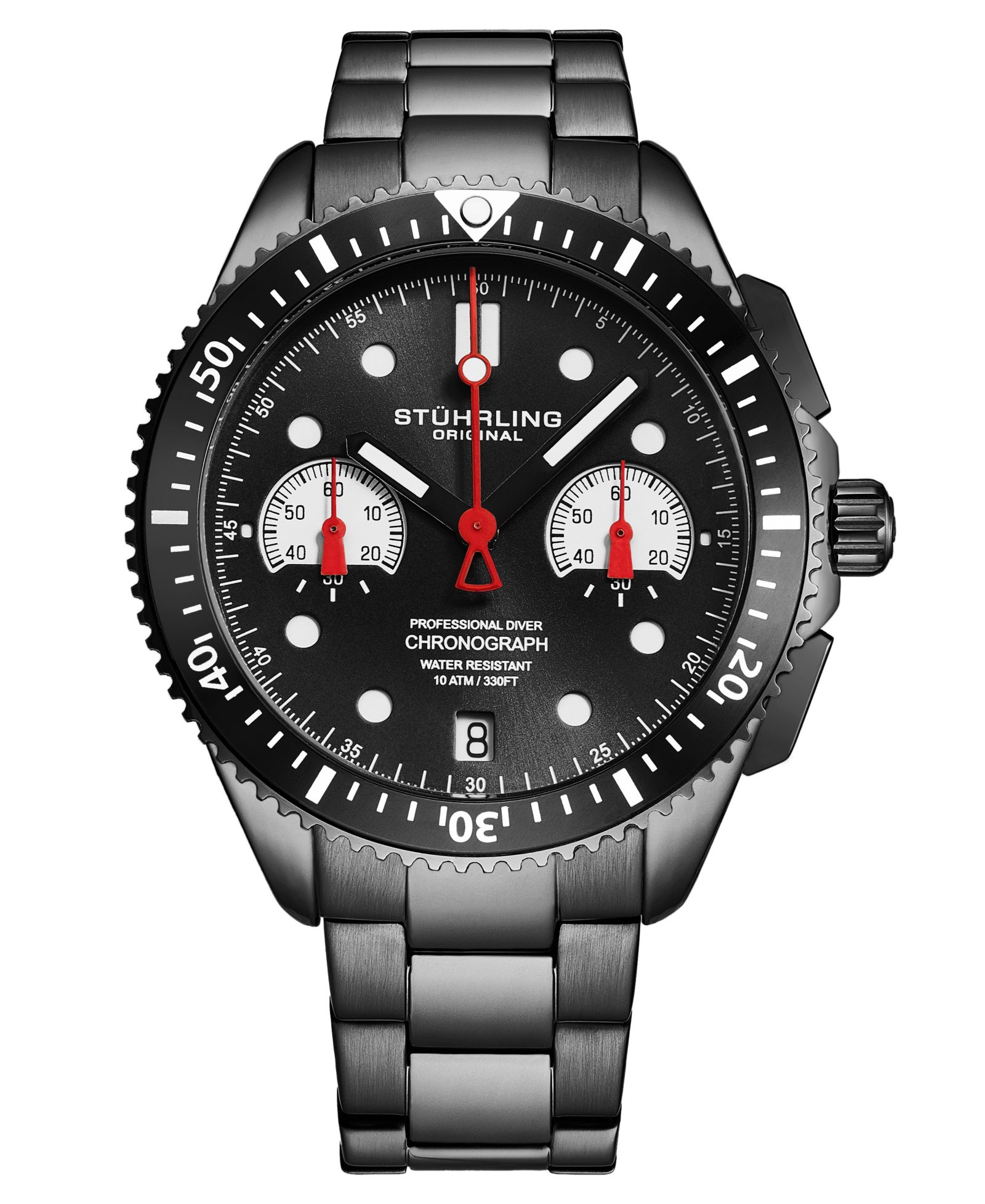 Stuhrling Velocity 4016 Men s Chronograph Watch - Quartz Movement, 42mm Case, Rotating Bezel, Stainless Steel Bracelet
