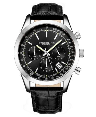 Мужские часы Stuhrling Rialto 3975L Chronograph Quartz 44mm Stainless Steel Leather Strap