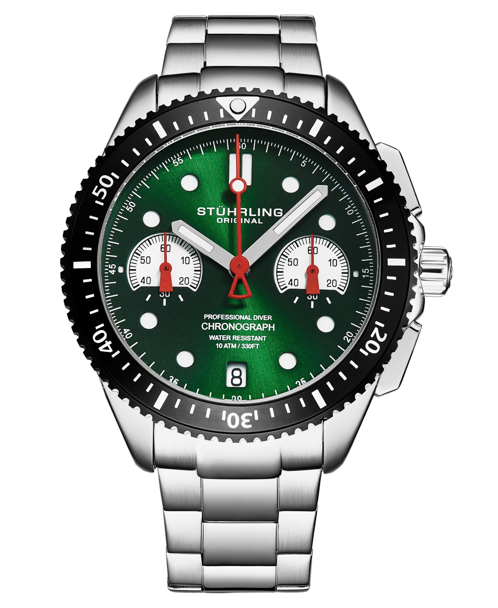 Stuhrling Velocity 4016 Men s Chronograph Watch - Quartz Movement, 42mm Case, Rotating Bezel, Stainless Steel Bracelet