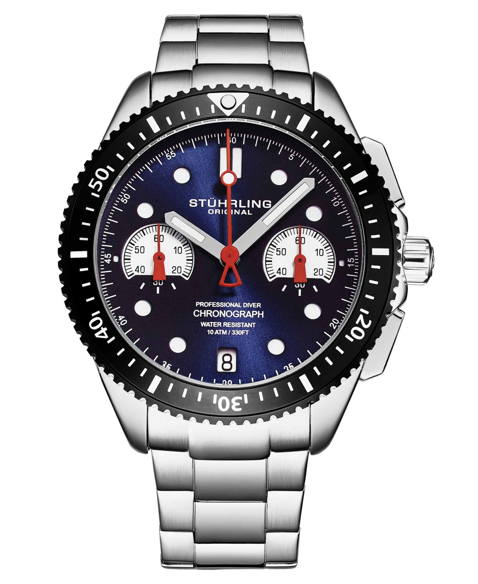 Stuhrling Velocity 4016 Мужские хронограф часы, Quartz, 42mm, Stainless Steel