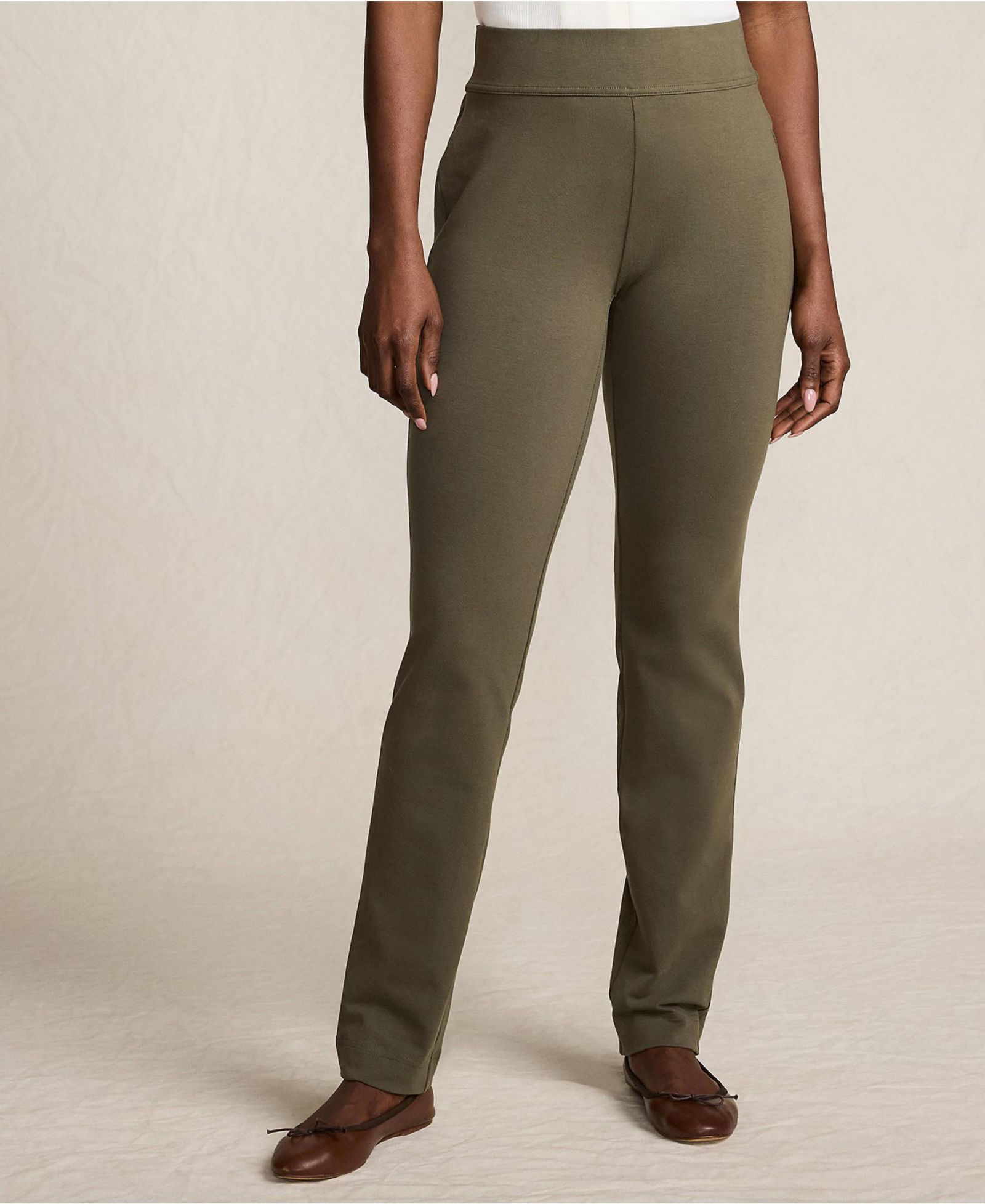 Lands' End Женские брюки Starfish Mid Rise Slim Leg с эластичным поясом