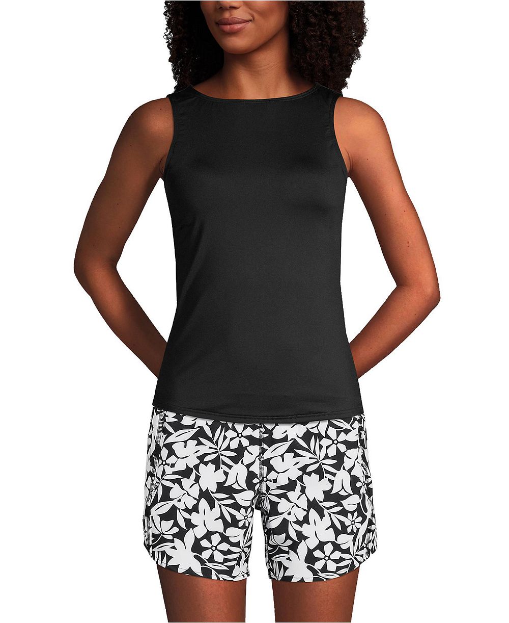 Lands' End Women's Mastectomy High Neck UPF 50 Sun Protection Modest Tankini Swimsuit Top