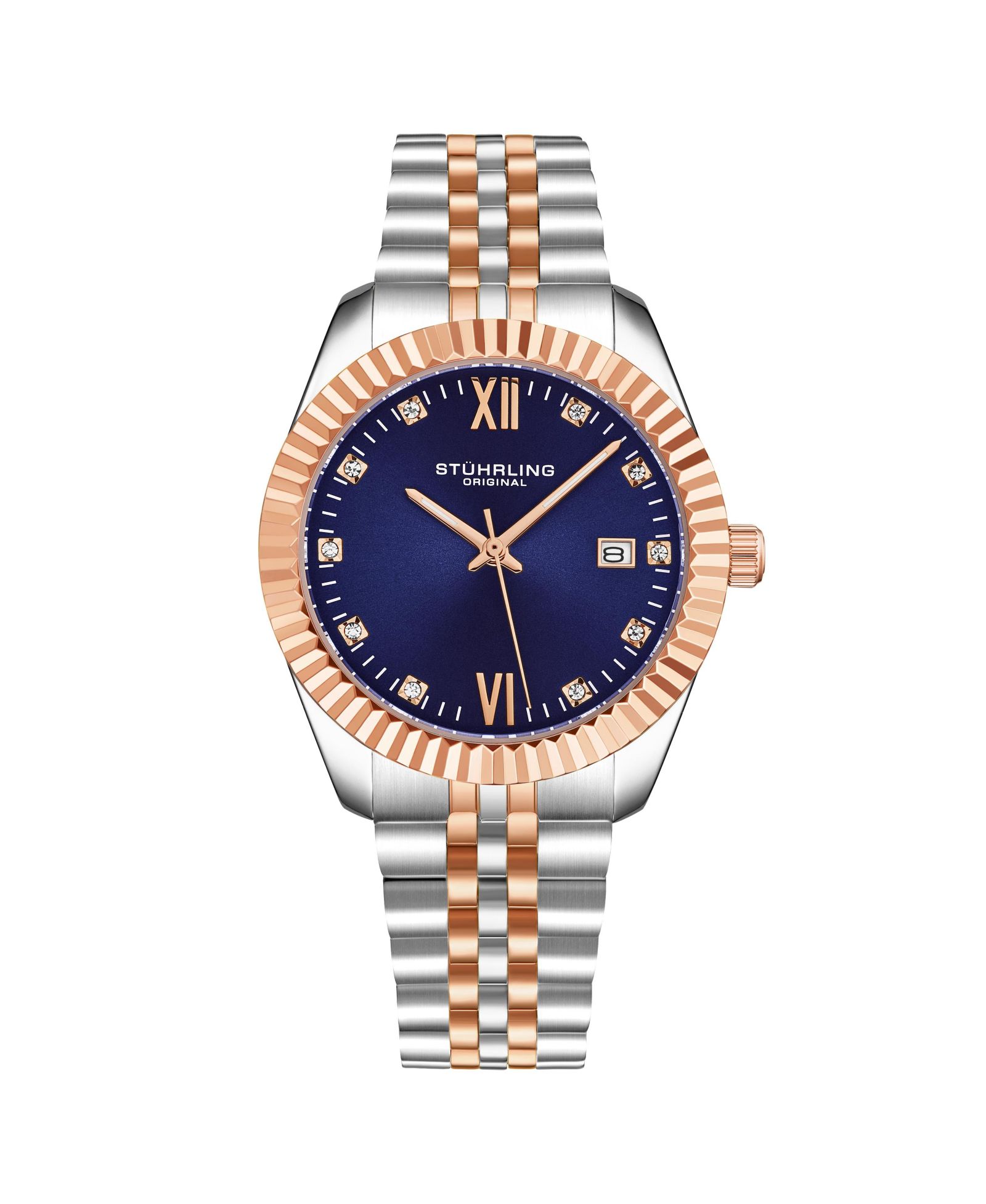 Женские часы Stuhrling Symphony Silver-tone Stainless Steel, Blue Dial, 45mm Round